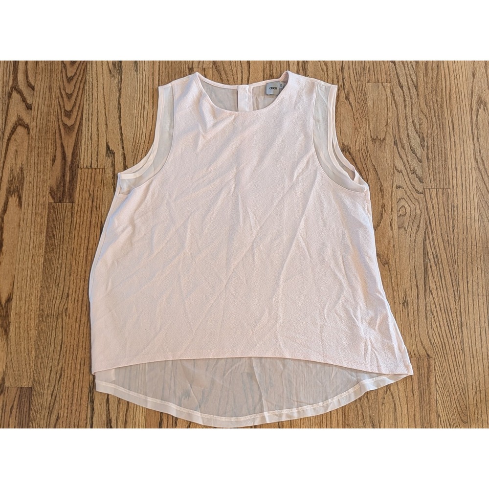 ASOS Design Blush Pink Sheer Back Tank Top US 12 UK 16 Crepe High Low Blouse NWT